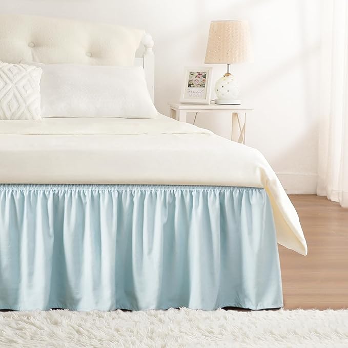 RIMELA Grayish Blue Bed Skirt King Size 18 Inch Drop, Wrap Around Elastic by RIMELABedSkirt