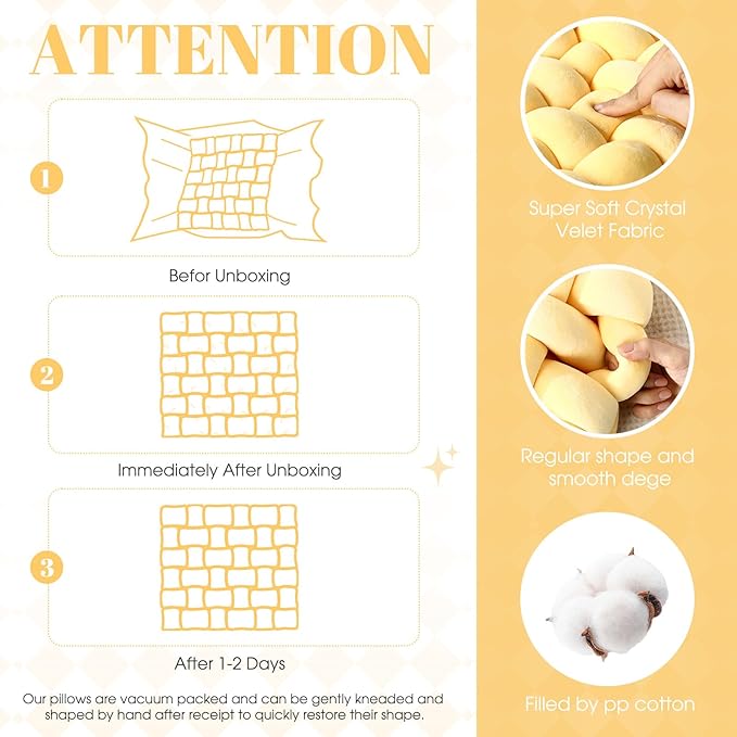 Wenqik 2 Pcs Knot Pillows Square Knotted Plush Throws Soft Accent Pillows - Image 2