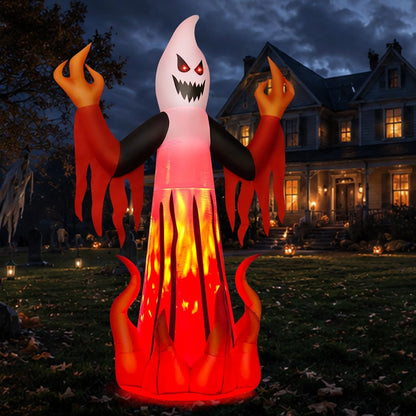 Halloween Inflatables 8FT Scary Ghost with Flames for Outdoor Yard Decor