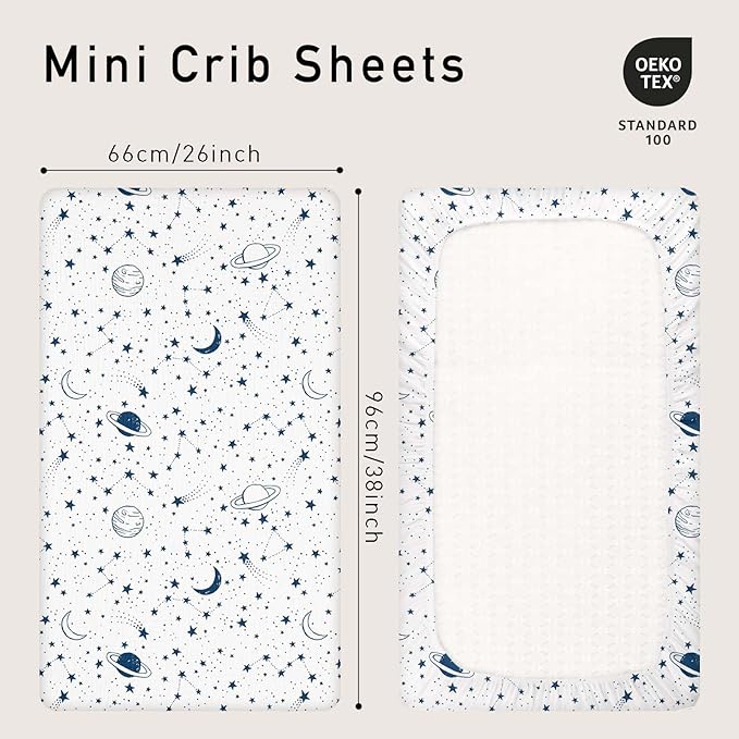 Gllquen Baby Muslin Mini Crib Sheets 3 Pack, Breathable Pack and Play Sheets - Image 4