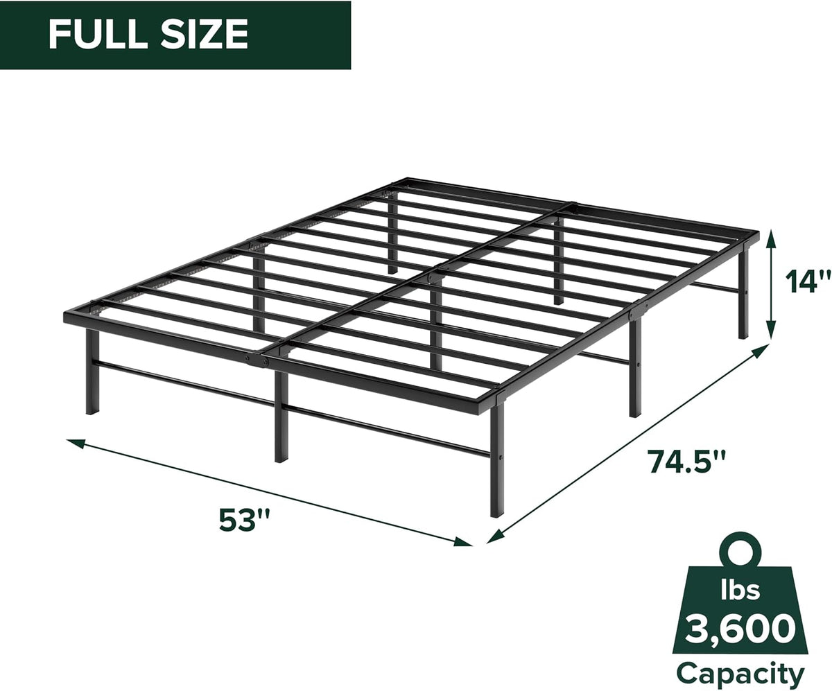 zinus rumi heavy duty metal platform bed frame shown in use