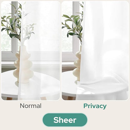 HOMEIDEAS Non-See-Through White Privacy Sheer Kitchen Curtains 24 Inches Long 2 - Image 4