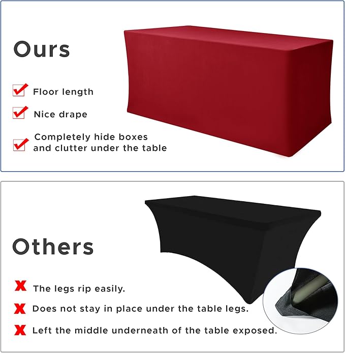 Nasitos Fitted Red Tablecloths for 8 Foot Tables - Image 5