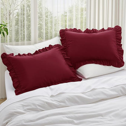KKJIAF Ruffle Pillow Cases Queen Size Set of 2, Ruffled Pillow Covers - Image 2