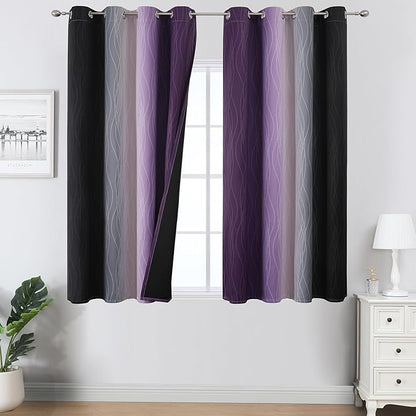 Estelar Textiler Black and Purple Ombre Blackout Curtains 45 Inch Length 2 by ESTELARTEXTILER