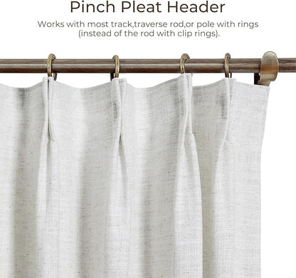 TWOPAGES 36 W x 102 L inch Pinch Pleated Curtain Blackout Linen Drapery - Image 3
