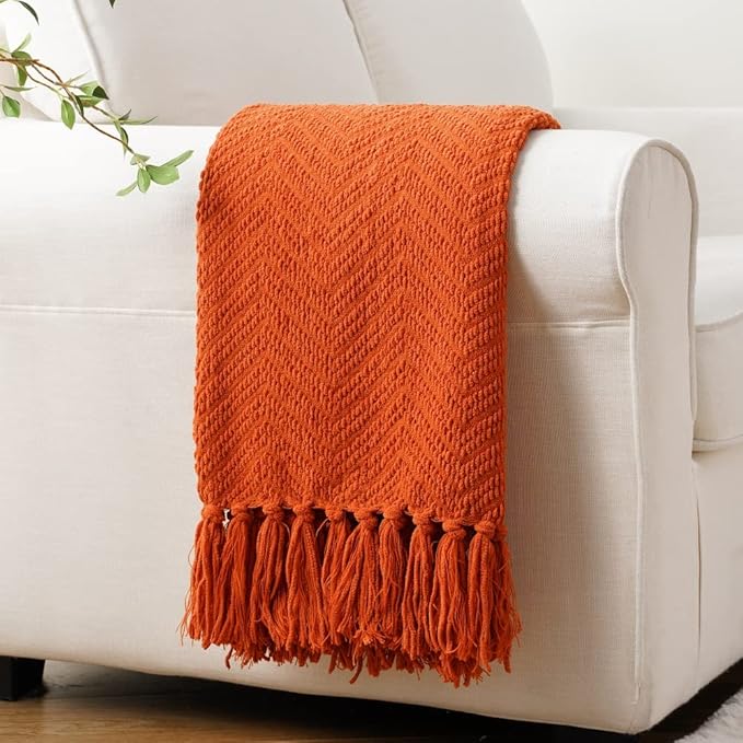 BATTILO HOME Burnt Orange Throw Blanket - Image 6