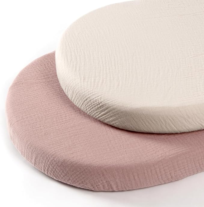 lulumoon Baby Muslin Bassinet Sheets: Cotton Bassinet Sheets Neutral by Lulumoon