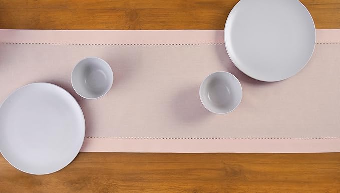 Solino Home Pink Hemstitch Table Runner 48 Inches - Image 3