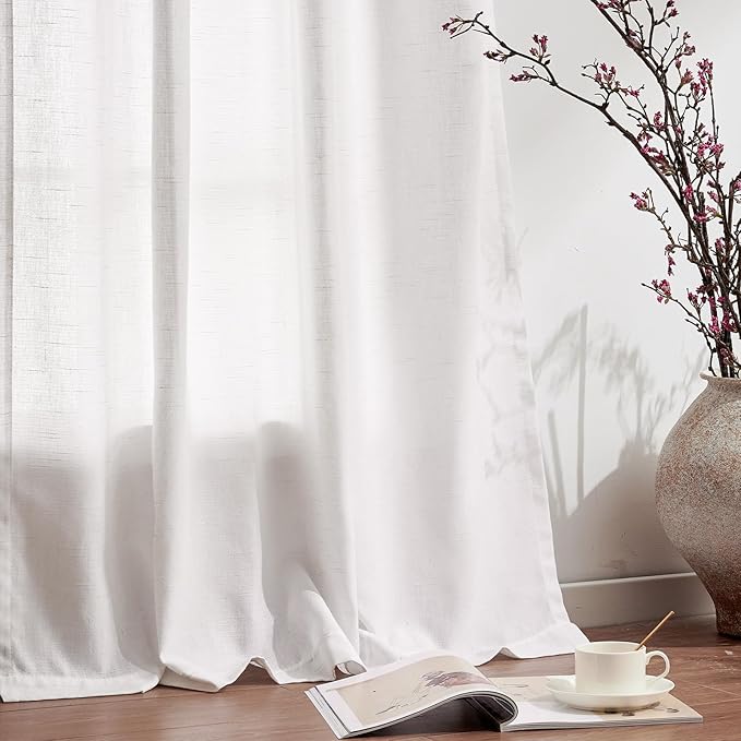 jinchan Linen Curtains 50W x 108L Inch Off White - Image 5