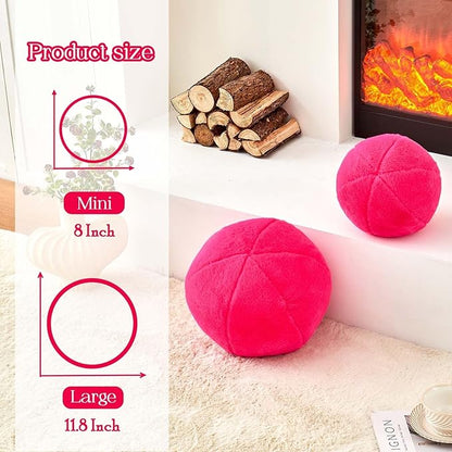 Uvvyui Hot Pink Ball Pillow, Ball Shaped Pillow Plush Cushion - Image 2