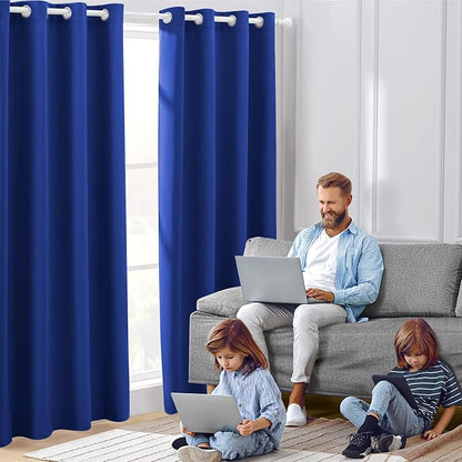 HOMEIDEAS Blackout Curtains for Bedroom 52 X 84 Inch Long 2 Panels Set Royal - Image 2