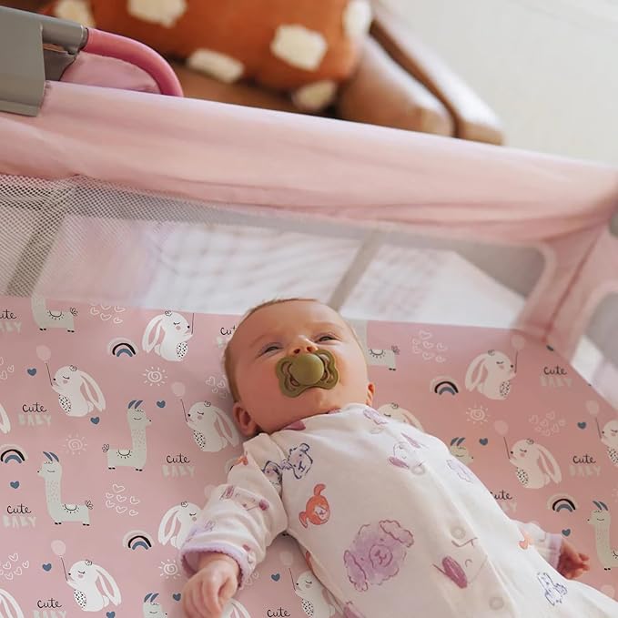 Pack n Play Sheets, BROLEX 2 Pack Mini Crib Sheets, Stretchy Portable Fitted - Image 4