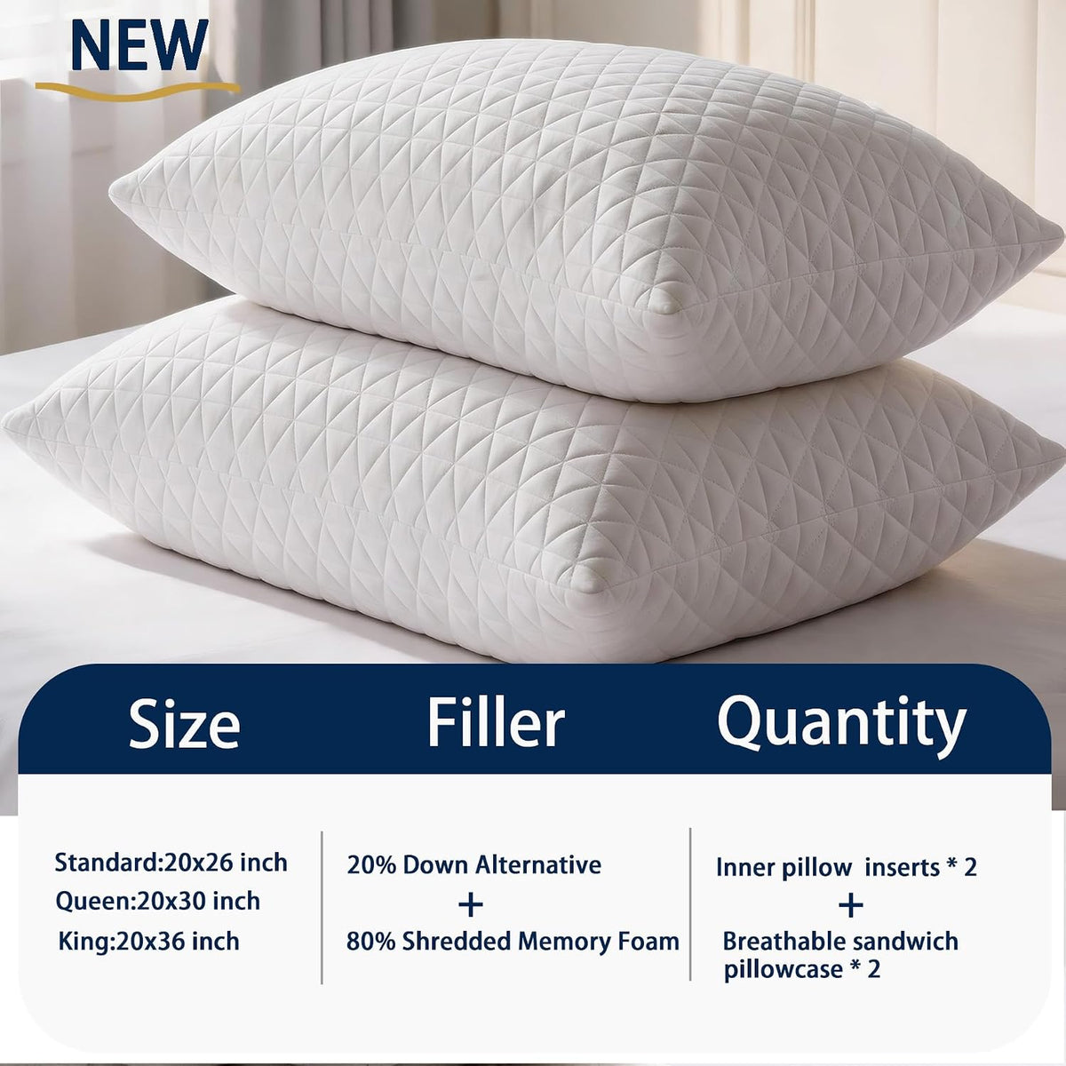 memory foam pillows for side sleepers,firm pillows standard, side view