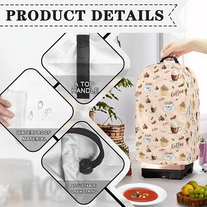 Coffee Cupcakes Blender Covers for Kitchen Food Processor Cover Dust Washable - Image 4