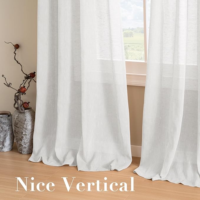 H.VERSAILTEX White Linen Curtains 96 inches Long Natural Linen Blended - Image 7