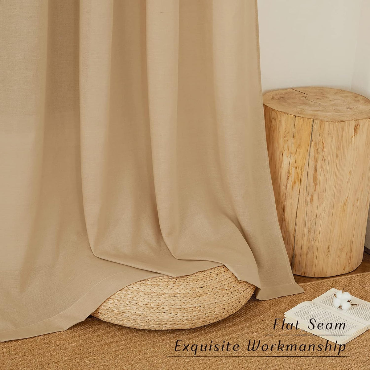 nicetown burlap linen doorway curtains 80 inches long on a desk or shelf
