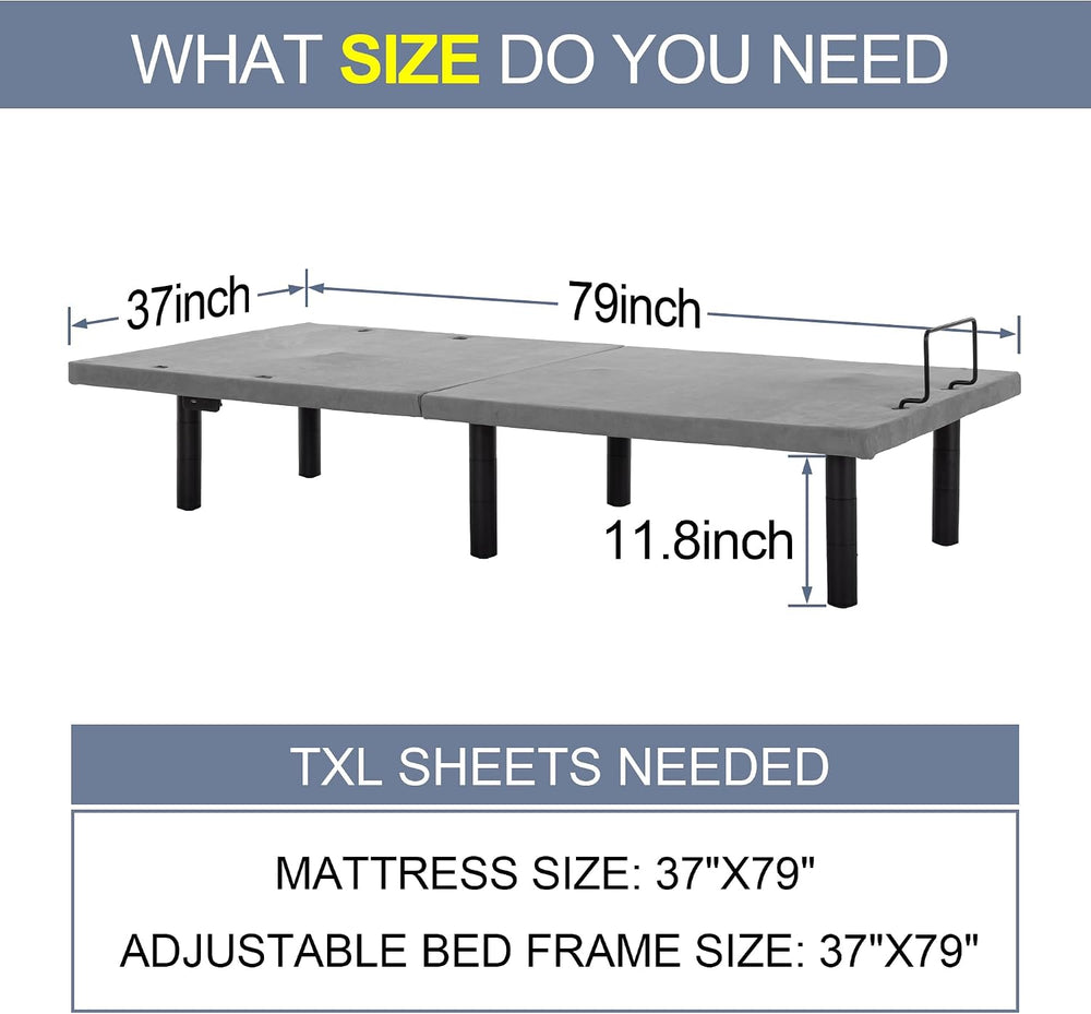 Adjustable Electric Twin XL Bed Base Frame with Massage, USB Type-C Ports, Ze...