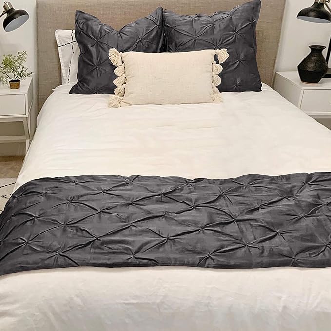 Bed Runner Set - 100% Pure Cotton 800 Thread Count - Luxury 1 Pinch Pleated Bed - Image 2