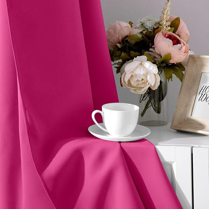 HOMEIDEAS Raspberry Blackout Curtains, Hot Pink Curtains - Image 5
