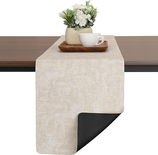 Table Runners 55 Inches Long, Dual-Sided Faux Leather Farmhouse Table Runner by Chitomars