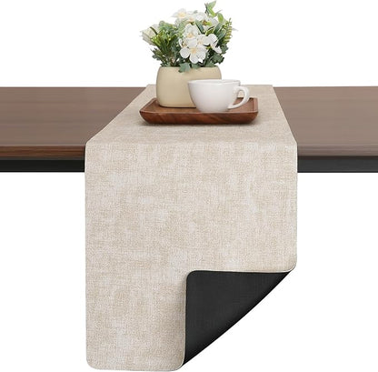Table Runners 72 Inches Long, Dual-Sided Faux Leather Farmhouse Table Runner by Chitomars