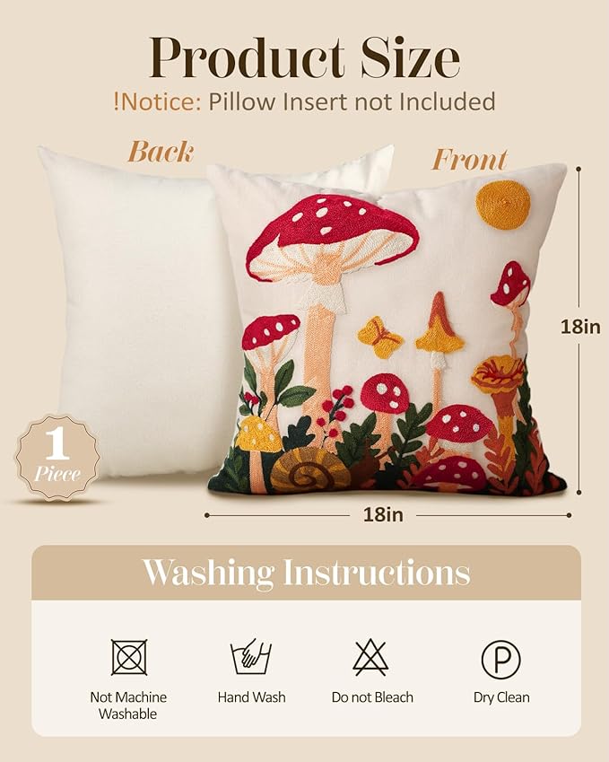 Embroidered Throw Pillow Covers 18x18 Inch - Image 4