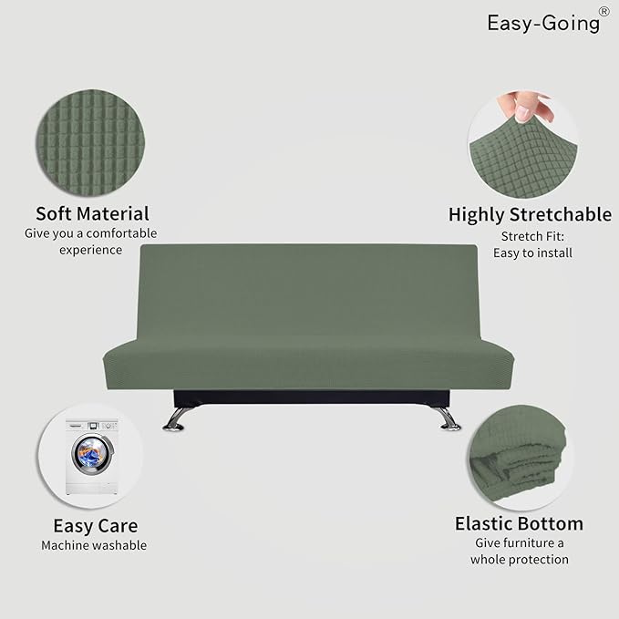 Easy-Going Stretch Futon Slipcover Armless Futon Bed Cover Furniture Protector - Image 3