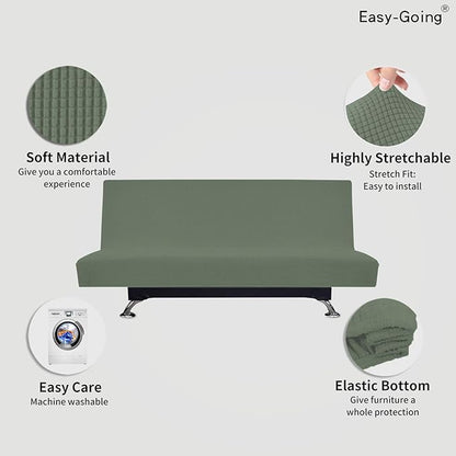 Easy-Going Stretch Futon Slipcover Armless Futon Bed Cover Furniture Protector - Image 3
