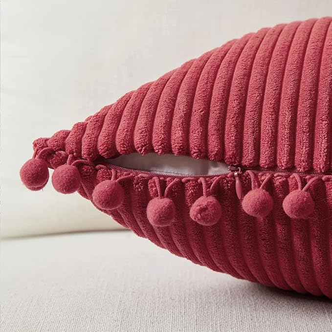 Fancy Homi 2 Packs Burgundy Lumar Decorative Throw Pillow Covers 14x24 Inch - Image 3