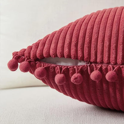 Fancy Homi 2 Packs Burgundy Lumar Decorative Throw Pillow Covers 14x24 Inch - Image 3