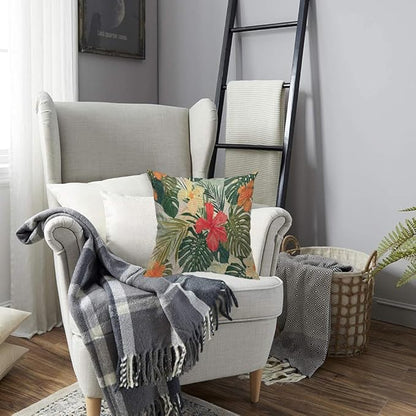 TKS MITLAN Hibiscus Flowers Pillow Cover 18x18 inch Summer Colorful Hawaiian - Image 4