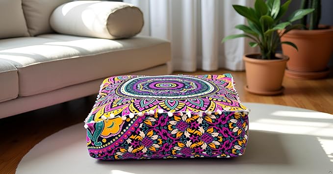 CRAFT KALA Large Hippie Mandala Meditation Floor Ottoman Pillow Cushion Pouf - Image 5