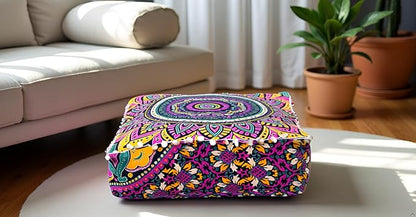 CRAFT KALA Large Hippie Mandala Meditation Floor Ottoman Pillow Cushion Pouf - Image 5