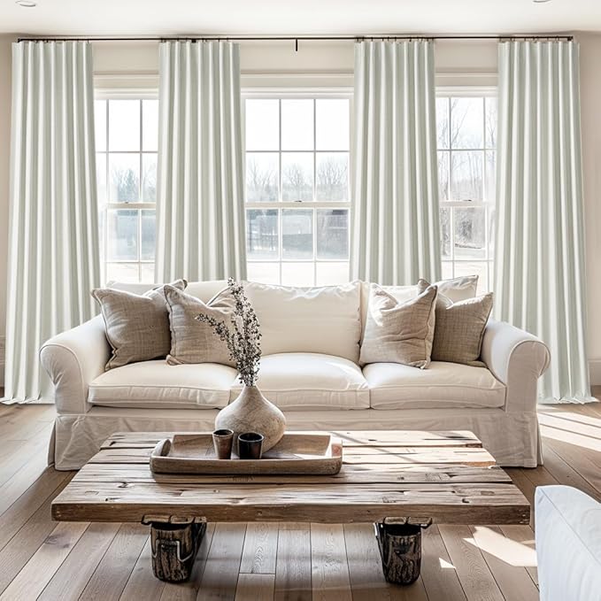 Pleated Beige Curtains 96 Inches Long 2 Panels Burg, Energy Efficient - Image 7