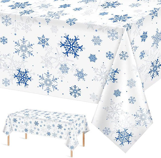 1 Pieces Snowflake Christmas Party Tablecloth Decorations, Plastic White by JectivsPartyDecorations