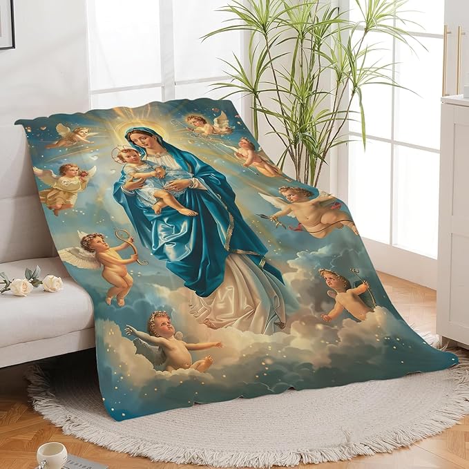 Virgin Mary Blanket Our Lady of Guadalupe Throw Blanket Flannel Stuff Merch - Image 6