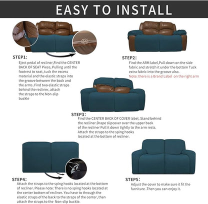 Easy-Going 6 Pieces Recliner Loveseat Stretch Sofa Slipcover Sofa Cover - Image 4