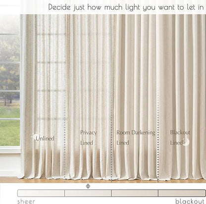 jinchan Natural Linen Kitchen Curtains 36 Inch Rustic Tier Curtains Farmhouse - Image 7