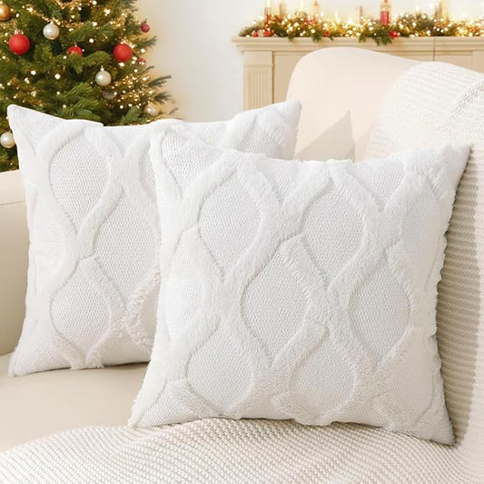 decorUhome Christmas Throw Pillow Covers 24x24 Inch Set of 2, Soft Plush Faux by decorUhome