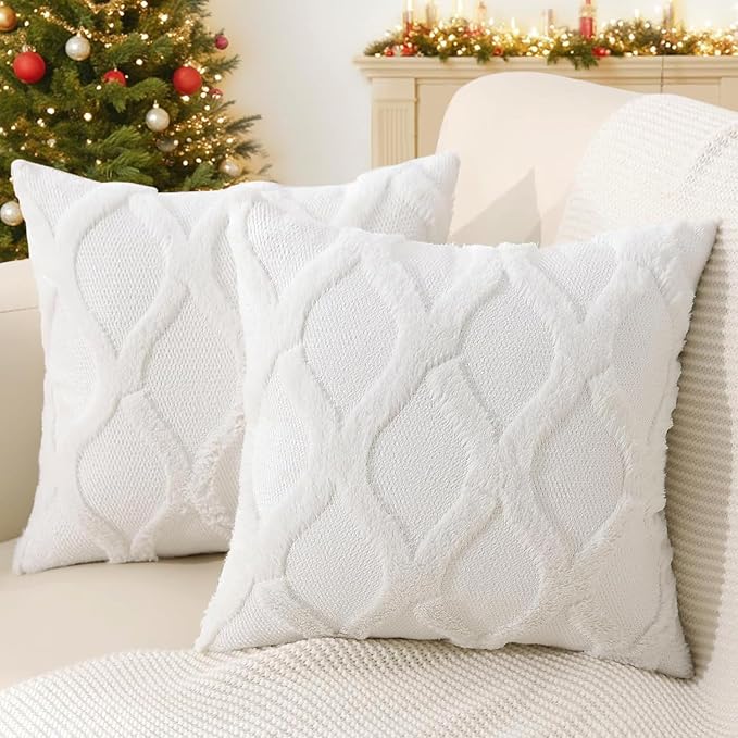 decorUhome Christmas Throw Pillow Covers 18x18 Inch Set of 2, Soft Plush Faux by decorUhome