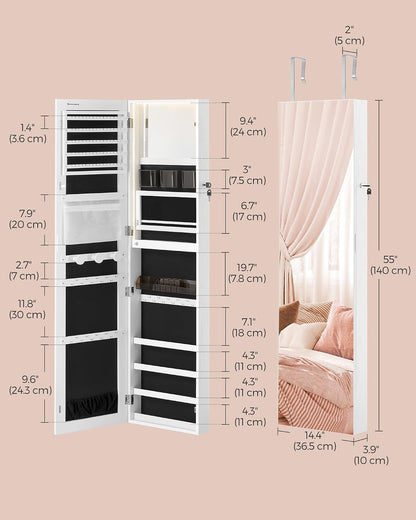 songmics jewelry cabinet armoire with mirror, wall or, package contents
