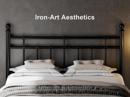 feonase queen metal platform bed frame with victorian, close-up detail