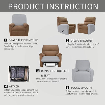 Easy-Going 4 Pieces Oversized Recliner Stretch Sofa Slipcover Sofa Cover - Image 7