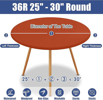 Round Spandex Thanksgiving Tablecloth, Elastic Fitted Waterproof Tablecloths - Image 8