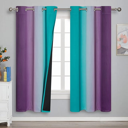 Estelar Textiler Ombre Teal and Purple Blackout Curtains 72 Inch Length 2 panels by ESTELARTEXTILER