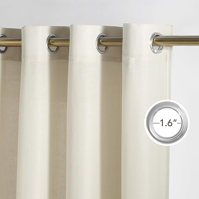 NICETOWN Bone White Linen Curtains - Image 2