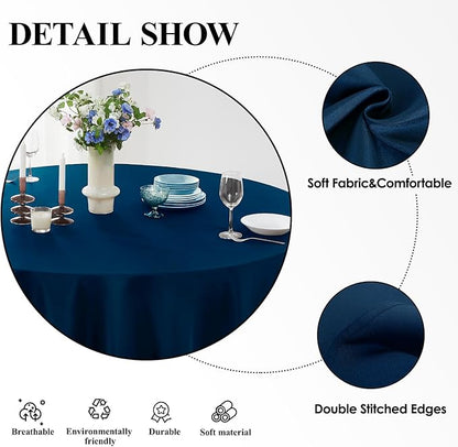 Round Tablecloth 120 Inch Tablecloth 6 Pack Navy Blue Table Cloths Washable - Image 4