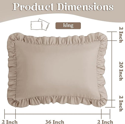 KKJIAF Ruffle Pillow Cases King Size Set of 2, Ruffled Pillow Covers - Image 3