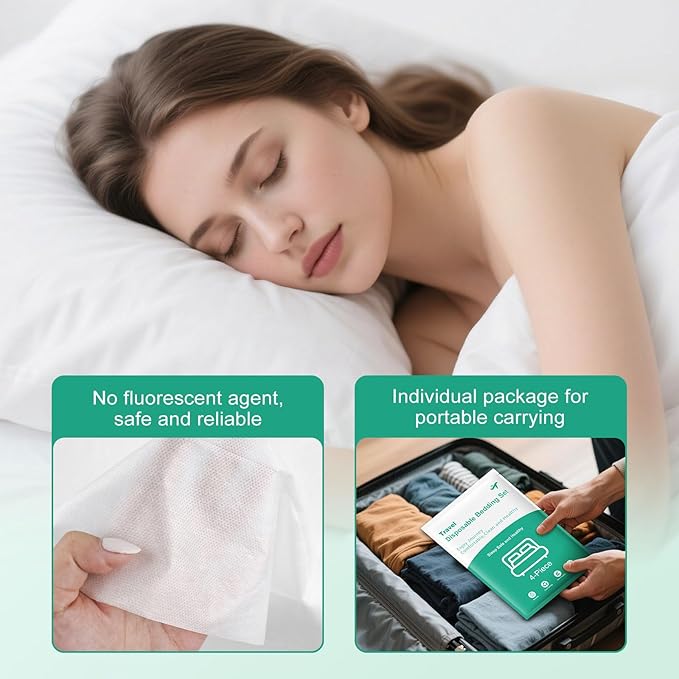 Disposable Bed Sheets 4-Pack | 16-Piece Set Hotel & Travel Essentials Portable - Image 4